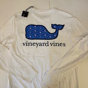 NEW WITH TAGS Vineyard Vines White Long Sleeve Shirt with Lacrosse Logo
